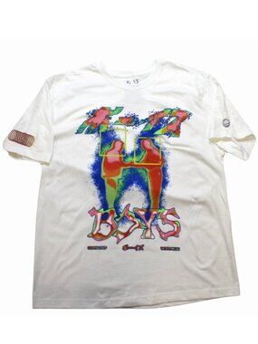 The Boys Brand Thermal Image Handshake Mens White Relaxed Fit Shirt New L, 2XL
